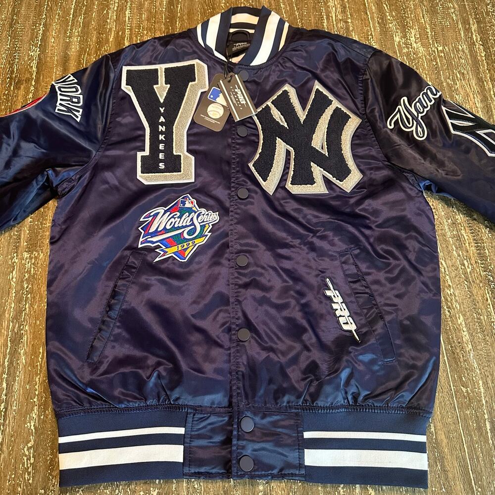 NWT Pro Standard New York Yankees World Series Patches Letterman Bomber Jacket S - Picture 2 of 16